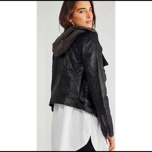 NWOT Free People Cleo Hooded Vegan Moto Jacket